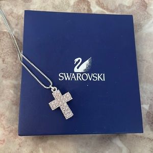 Swarovski pink cross necklace
